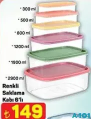 RENKLİ SAKLAMA KABI 6'LI